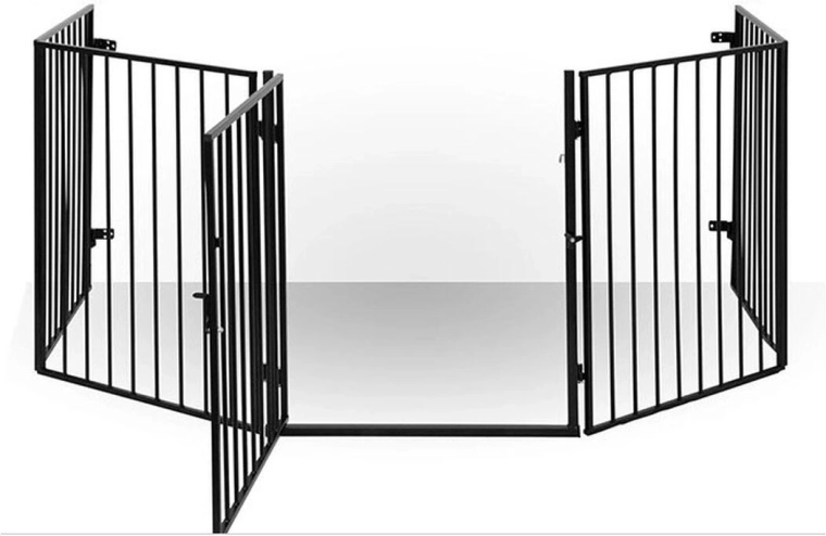 Varnostna ograja za kamin 76 × 300 cm iz jekla