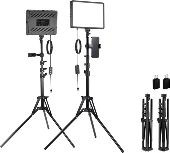Neewer BP300 studiovski komplet z dvema LED lučema, stojali in nosilci za telefon