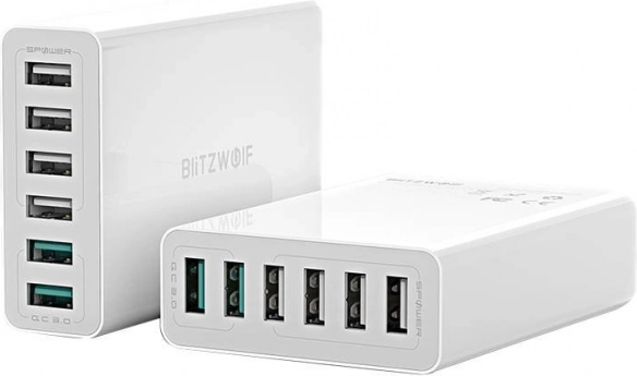 Polnilnik USB 6 vrat BlitzWolf QC 3.0, 60W bel