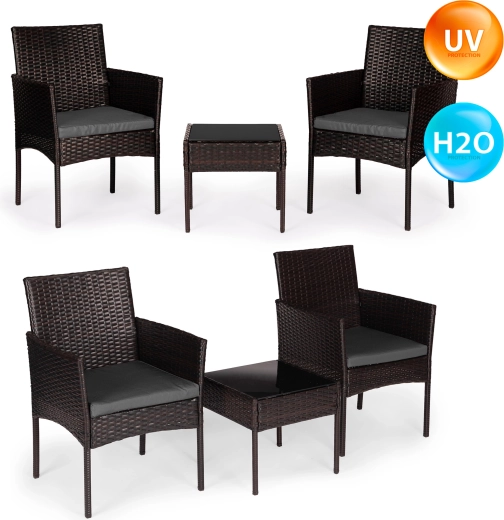 Vrtni komplet iz tehnoratana za 2 osebi s klubsko mizico, temno rjav, MultiGarden