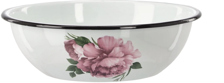 Emajlirana jeklena skleda 2,5 l, premer 24,5 cm, bela z motivom potonik