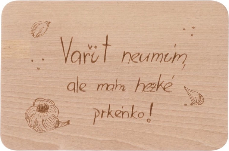 Lesena kuhinjska deska z napisom »Kuhati ne znam« 30 × 20 cm