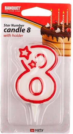 Rojstnodnevna svečka številka 8 MY PARTY 7 × 4,5 cm