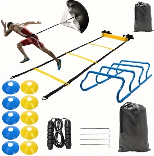 Velik komplet za trening – koordinacijska lestev, stožci in mini ovire XXL