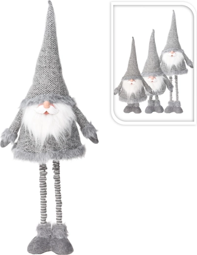 Christmas Santa Decoration with Telescopic Legs, Silver/Gray - 1 Piece
