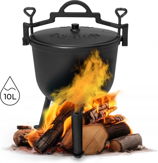 Litoželezni stoječi kotliček 10 l za ogenj MULTIGARDEN