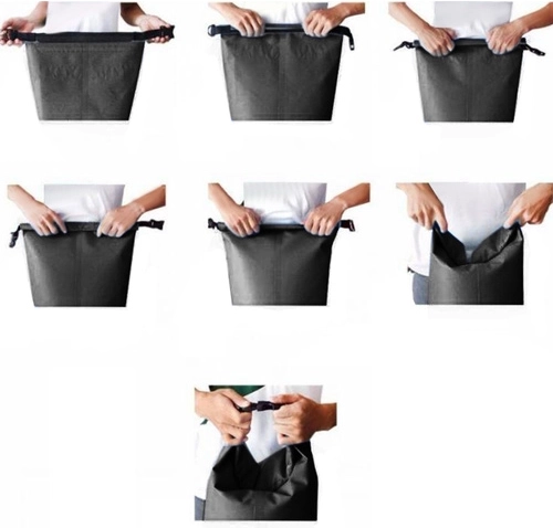 Roll-top closure with a “click” buckle