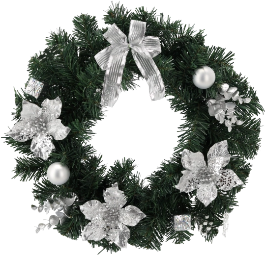 Srebrn božični venec 40 cm