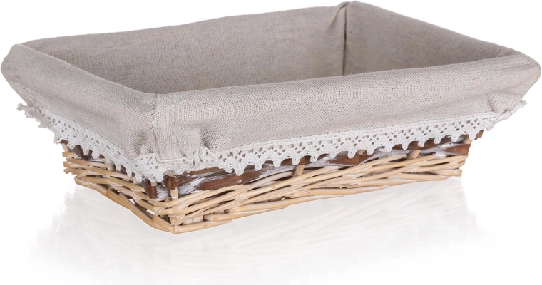 Pletena pravokotna košara Duo 26 × 18 cm s čipko