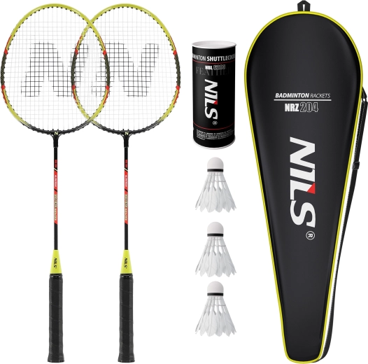Komplet badmintonskih loparjev Nils NRZ204-1 (2 kosa) s torbico in pernatimi žogicami