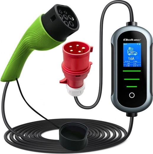 Qoltec mobilni polnilnik za električna vozila in priključne hibride 7 kW 230 V CEE 32A Wi-Fi Tuya LCD 5 m