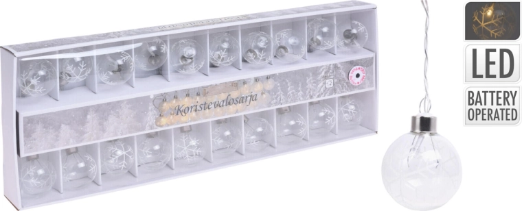 Svetlobni niz kroglic 5 cm, 7 m, 20 LED, toplo bela