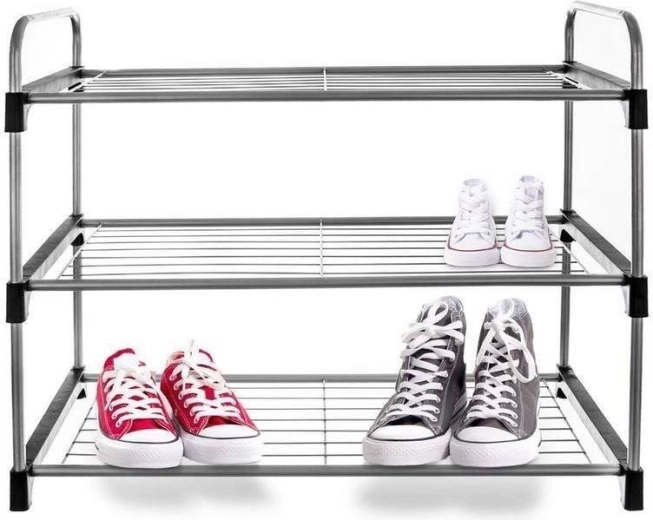 Kovinski trije-nivojski stojalo za čevlje 65,5 × 30 × 54 cm