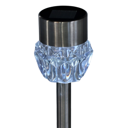 Sončna vrtna svetilka INES 7 × 7 × 33,5 cm, hladno bela, srebrna