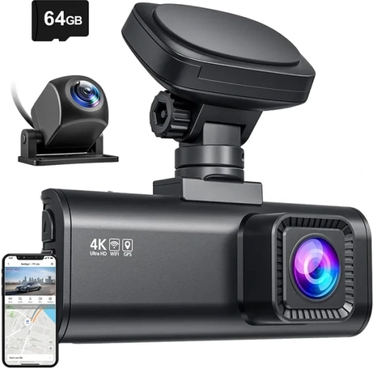 REDTIGER F7N Dash Camera 4K with Wi‑Fi and Rear Camera