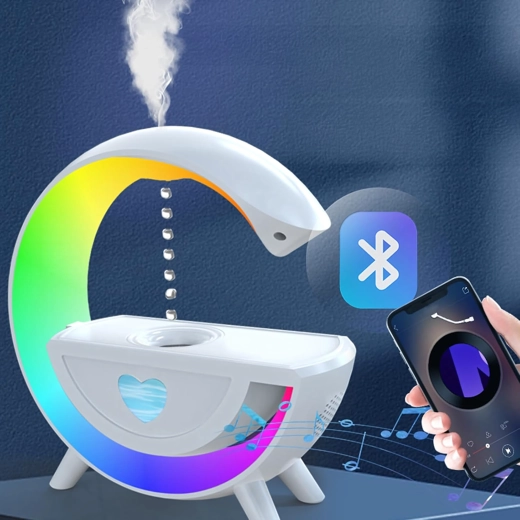 Antigravity air humidifier with aromatherapy, RGB night lamp, and Bluetooth speaker