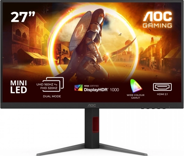 Igralni monitor 27" AOC U27G4XM, 4K, 160 Hz, Fast IPS, Mini LED, HDMI, DisplayPort, pivot