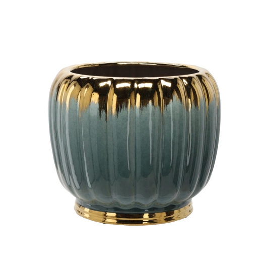 Keramični okrasni lonec za rože 41 × 41 × 34,5 cm zlato-zelen