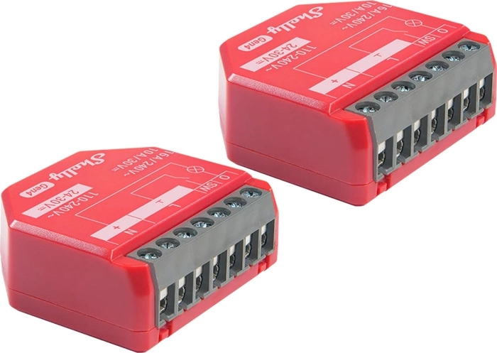 komplet 2 pametnih stikal shelly 1pm gen4 z merjenjem porabe in podporo za zigbee/matter