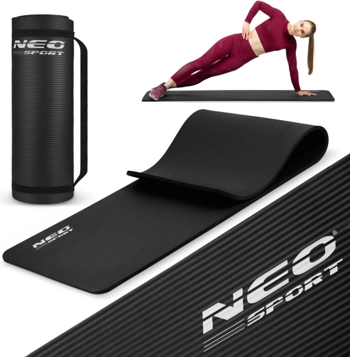 Neo Sport fitnes podloga 183 × 60 cm, ekstra debela, črna