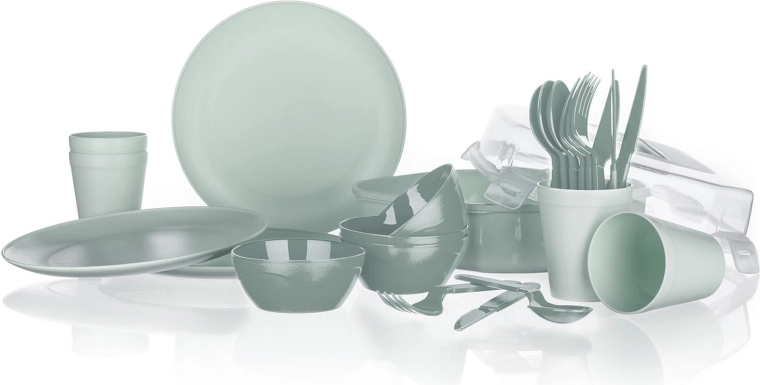 Kamping jedilni set 26 kosov v škatli – mint