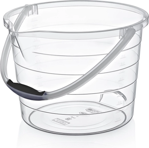 Prozoren plastičen vedro 10 l z merilno skalo in izlivalnikom