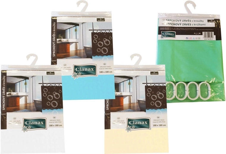 Kopalniško zaveso SOLID 180 × 180 cm iz PEVA z 12 kljukicami, mešanica barv