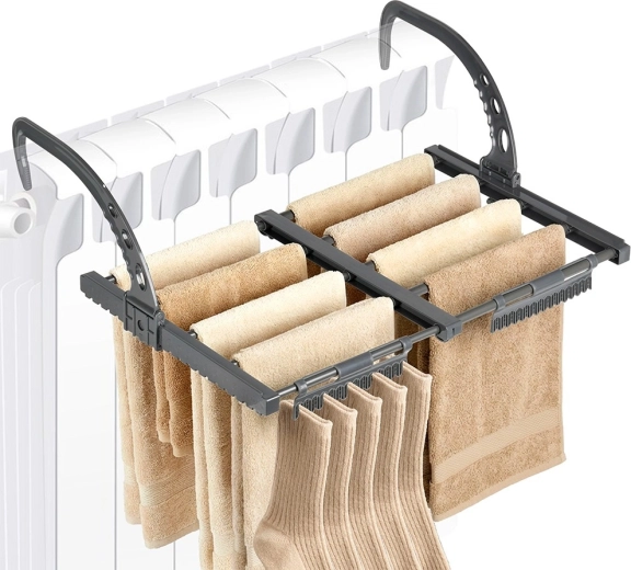 Vilde izvlečni sušilnik za radiator, kovinski, siv, 32,5–60 × 35 cm