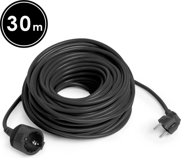 Black Schuko extension cable 30 m
