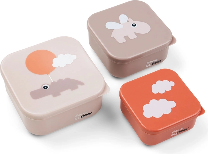 Done by Deer set škatlic za prigrizke Happy clouds roza (3 kosi)