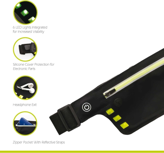 Wheel-Bee Night Runner running waist pack with LED lighting