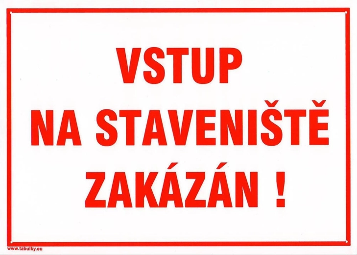 Varnostna tabla – vstop na gradbišče prepovedan, A4 plast 210 × 297 mm