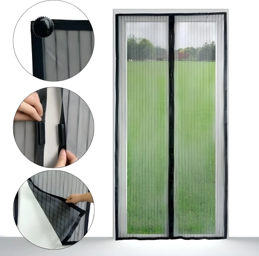 Magnetno protivetrno omrežje proti mrčesu 218 × 96 cm, črno