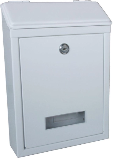 Bela poštna omarica 210 × 300 × 60 mm iz pocinkovanega jekla