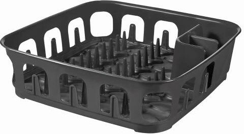 Kvadratno odcejevalno stojalo za posodo 39 × 39 × 10 cm, temno siva plastika