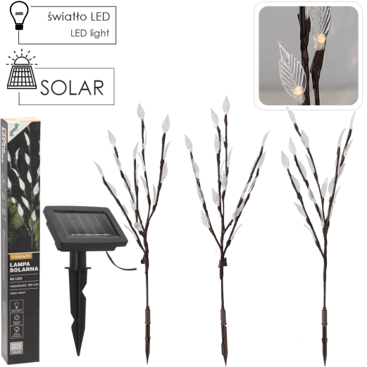 Solarne vrtne svetilke v obliki drevesc, 60 cm, 60 LED, topla bela – 3 kosi