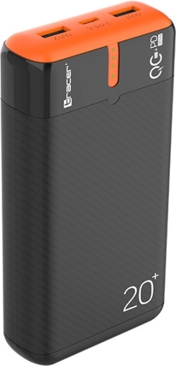 Power banka tracer energen 20000 mah s pd in qc 3.0, črno‑oranžna