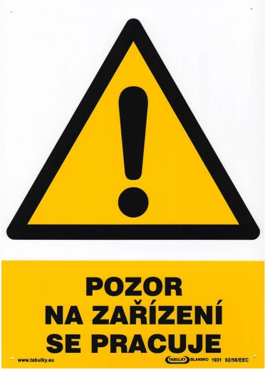 Varnostna tabla POZOR, NA NAPRAVI POTEKAJO DELA A4 plast