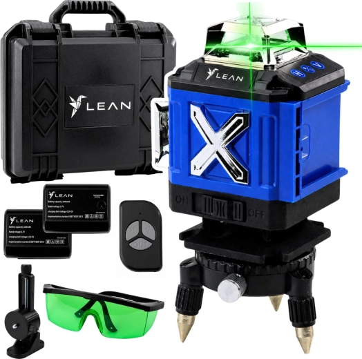 4D cross-line laser with 16 green lines and carrying case