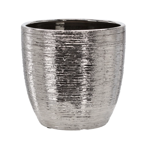 Keramični ovitek za cvetlični lonec, srebrn, 30 × 30 × 29,5 cm