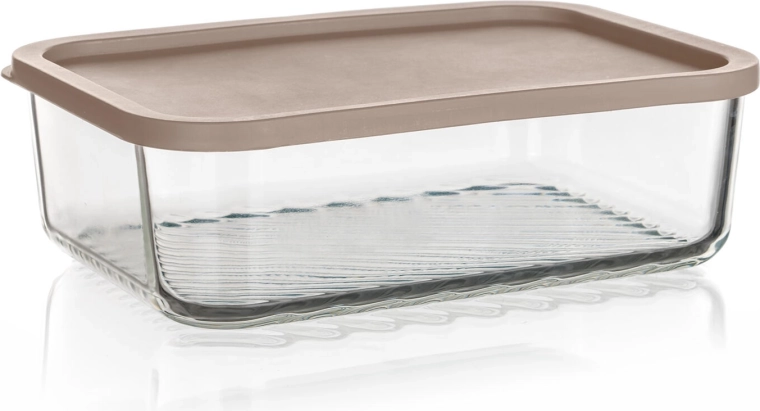 Steklena posoda za živila WAVE 1,55 l s tesnilnim pokrovom latte