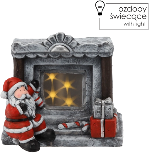 Božična LED figurica – Božiček ob kaminu 31 × 24,5 × 28,5 cm