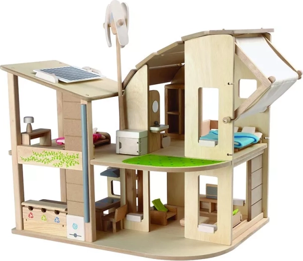 PlanToys ekološka hišica za punčke s pohištvom
