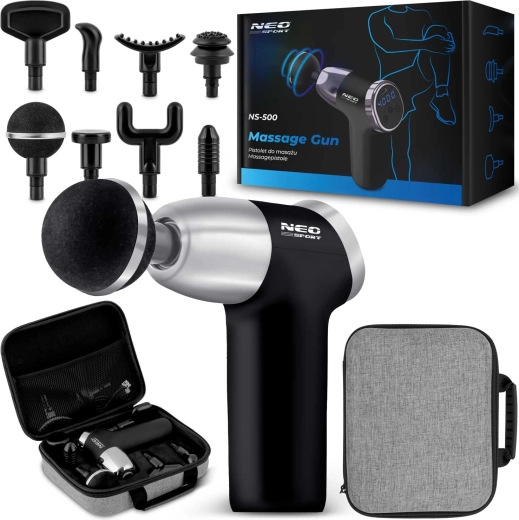 Masažna pištola NEO Sport NS-500 z 8 nastavki, črna