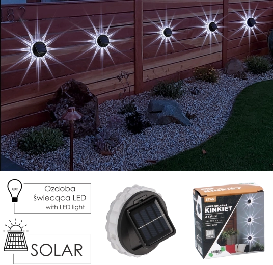 Komplet 2 solarnih stenskih luči STAR LED, hladno bela, 10 × 10 × 2,5 cm