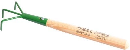 Vrtni krempelj s 3 konicami z lesenim ročajem 24 cm