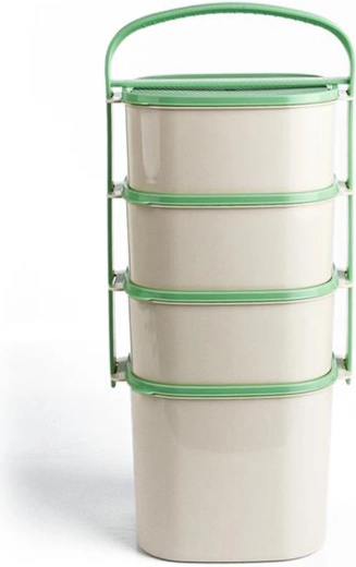 Plastični prenašalnik hrane TORO 3× 1,2 l + 1× 2 l, mešanica barv pokrovov