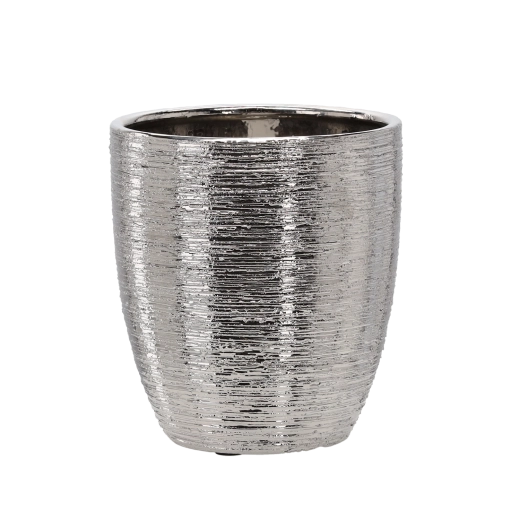 Keramični okrasni lonček za rože 25 × 25 × 25 cm, srebrn