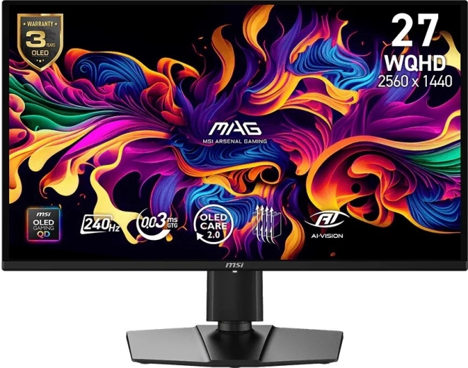 Igralni monitor MSI MAG 27 QD‑OLED WQHD 240 Hz