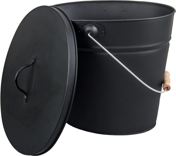 13 L Ash Container – Matte Black with Lid